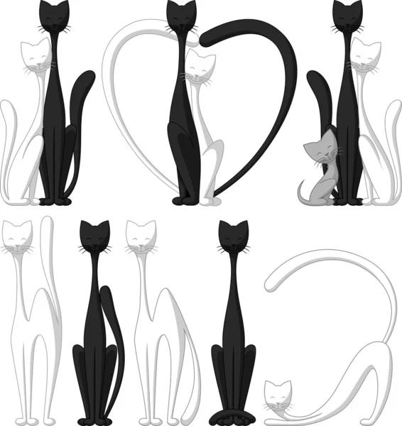 Conjunto de gatos divertidos — Vector de stock