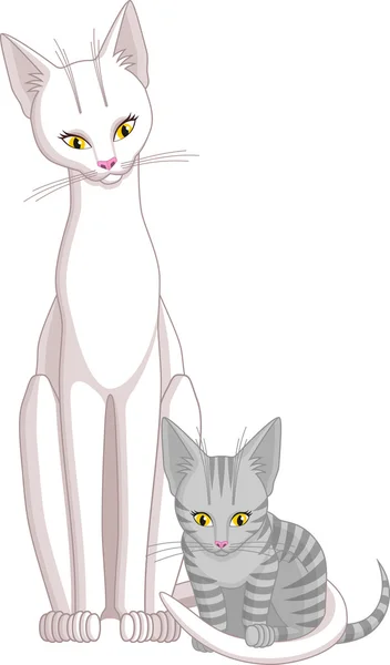 Moeder kat en dochter kitten Rechtenvrije Stockillustraties