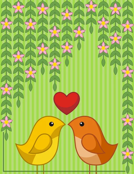 Deux oiseaux amoureux — Image vectorielle