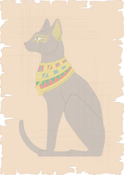 Gato egipcio en papiro — Vector de stock