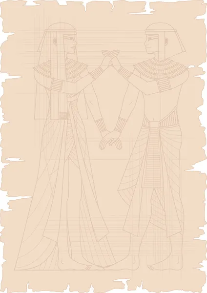 Papyrus met Egyptische paar Stockvector