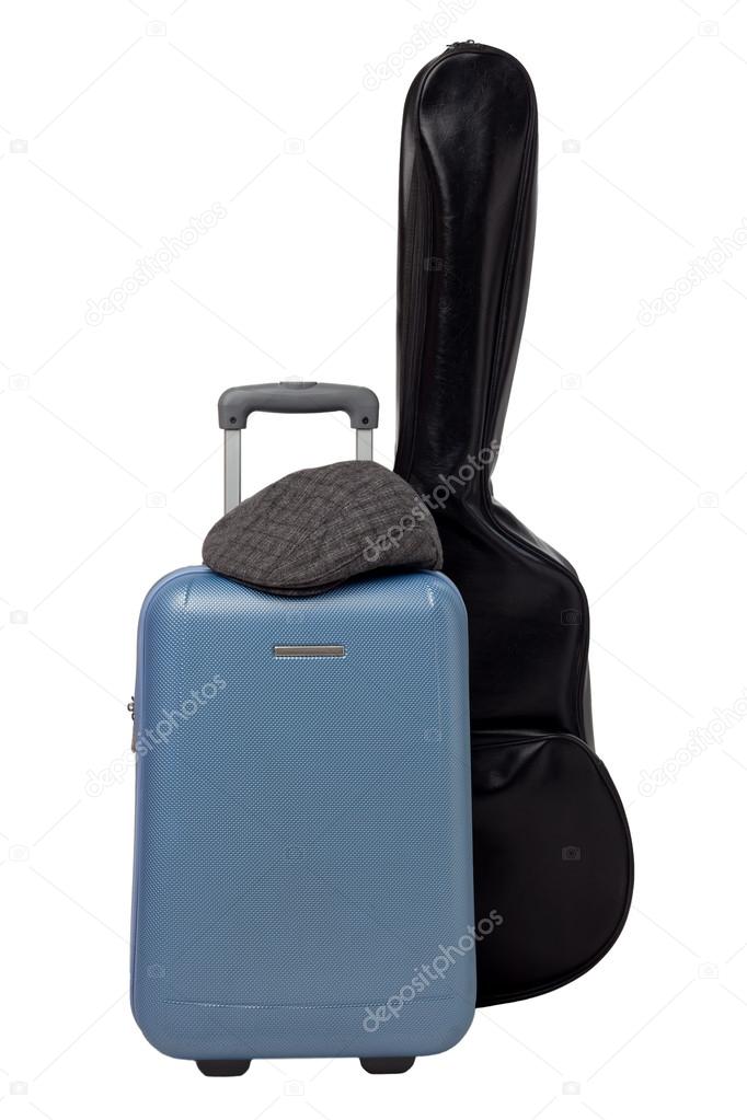 Suitcase with guitar bag