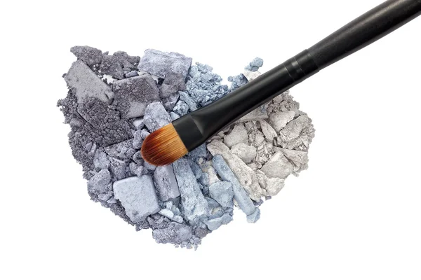 Eyeshadow with brush isolated on white — Stock Photo, Image