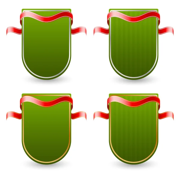 Zelený štítek s mašlí — Stockový vektor
