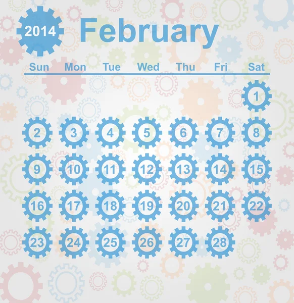 2014 年 2 月日历月 — 图库矢量图片