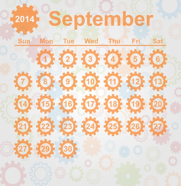 Календарный месяц сентября 2014 — стоковый вектор