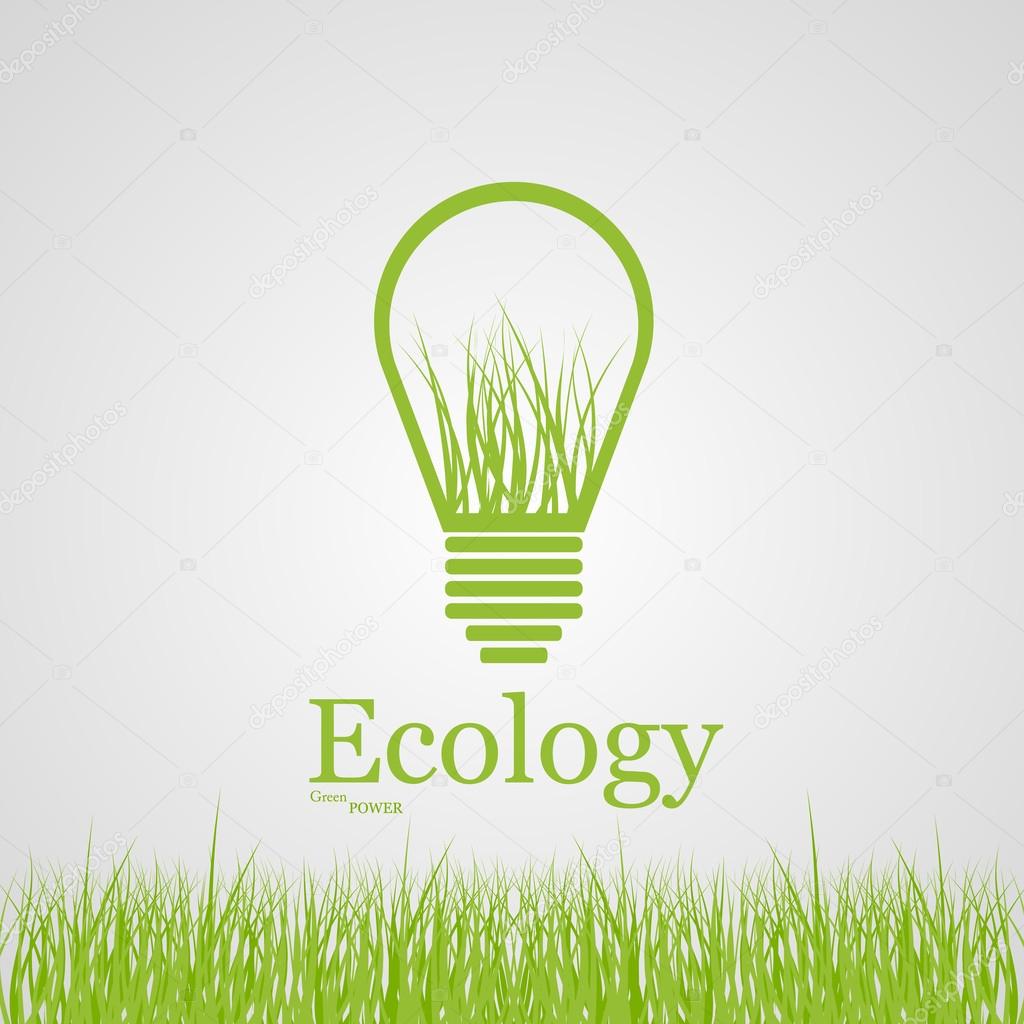 Vector green eco light bulb. Ecology concept
