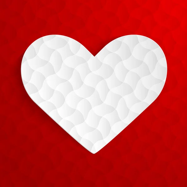 Hermoso corazón blanco sobre un fondo rojo. Ilustración vectorial. EPS10 — Vector de stock