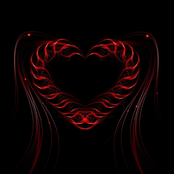 Futurista corazón fondo líneas de luz, onda abstracta. Vector — Vector de stock