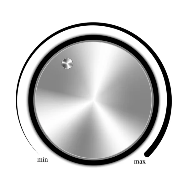 Pulsante volume, manopola musicale con texture metallica — Vettoriale Stock