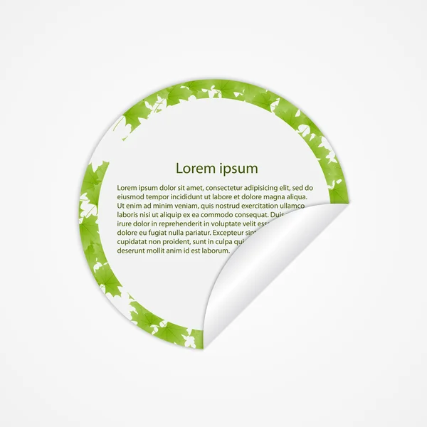 Sticker rond vectoriel avec feuilles vertes — Image vectorielle