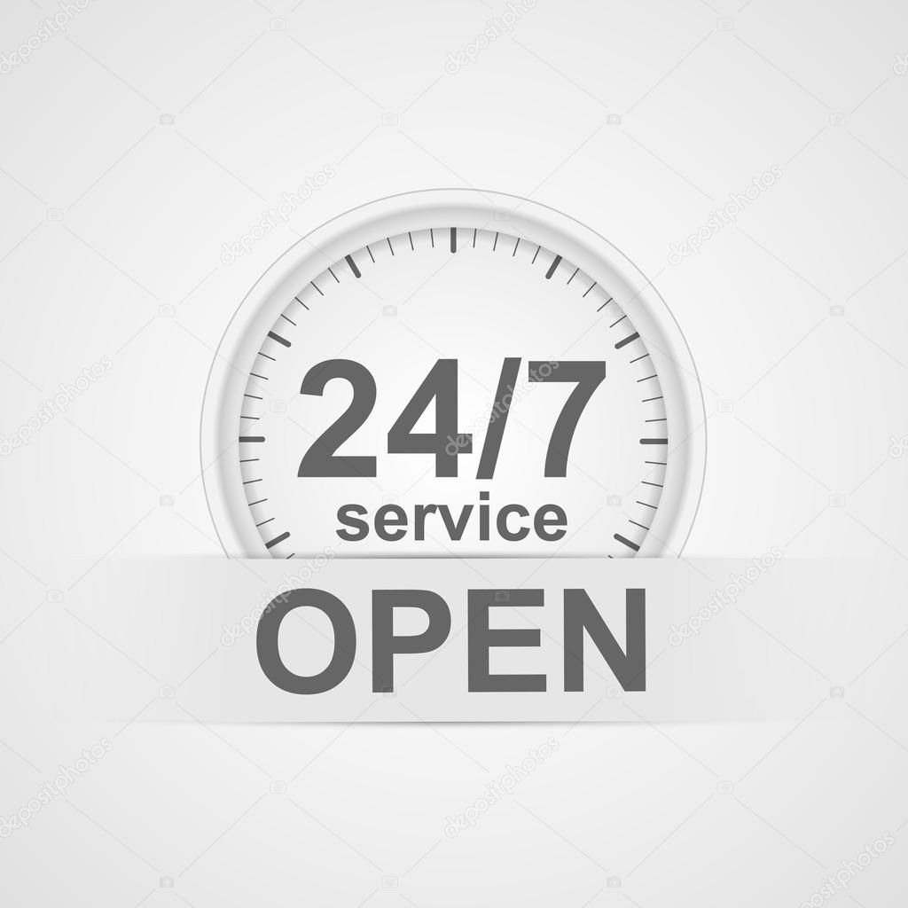 24 hours 7 days customer service icon.
