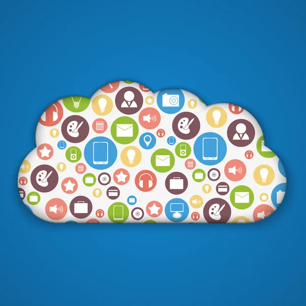 Concetto di cloud computing. Modello di design moderno. Illustrazione vettoriale — Vettoriale Stock