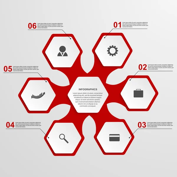 Abstract hexagon infographics template. — Stock Vector