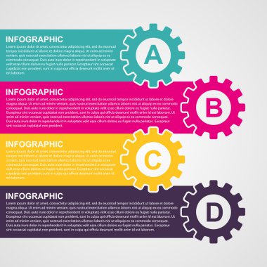 Infographic tasarım stili renkli Dişliler.