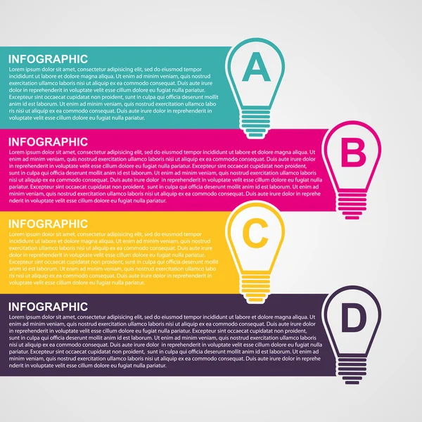 Estilo de diseño infográfico bombilla de luz colorida . — Archivo Imágenes Vectoriales