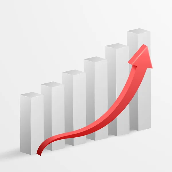 Gráfico de barras de crescimento de negócios 3d. Ilustração vetorial . —  Vetores de Stock