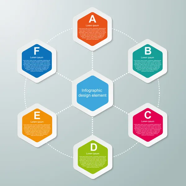 Modello astratto di infografica esagonale. Illustrazione vettoriale . — Vettoriale Stock