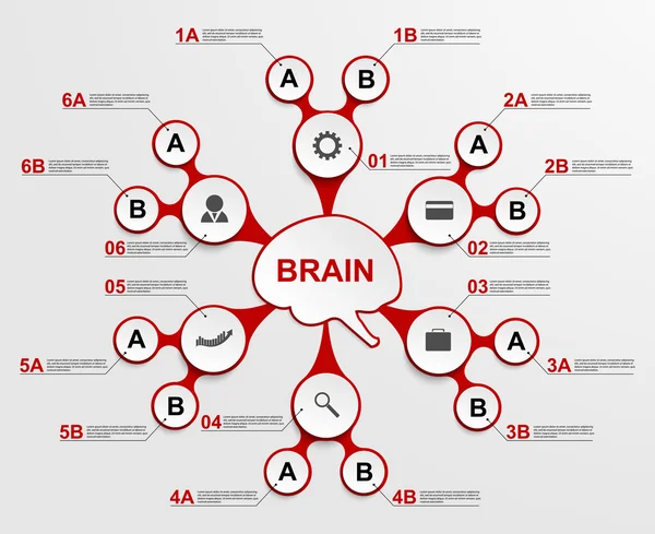 Infografía abstracta como formas metabólicas en el centro del cerebro. Elementos de diseño . — Archivo Imágenes Vectoriales