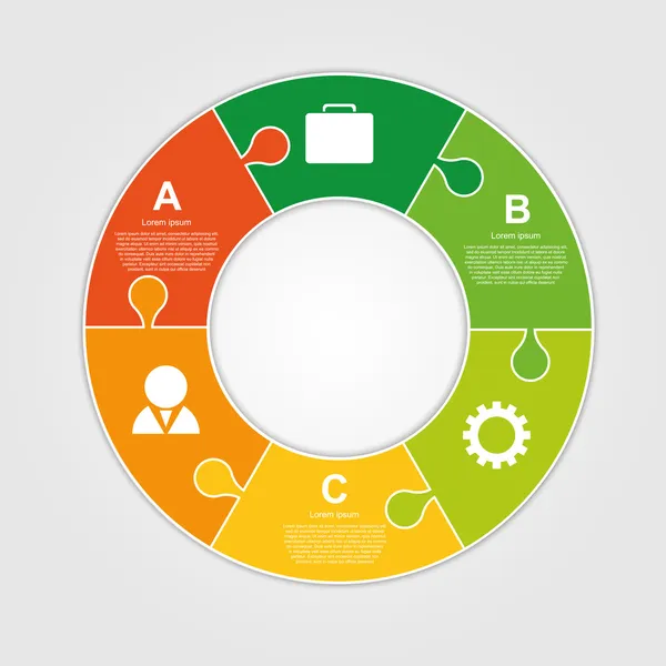 회색 바탕에 원형 퍼즐 infographic 디자인. — 스톡 벡터