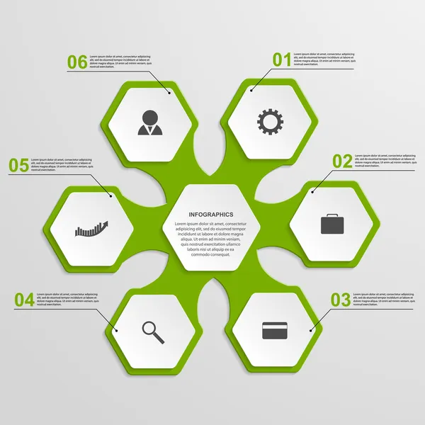 Abstract hexagon infographics template. Vector illustration. — Stock Vector