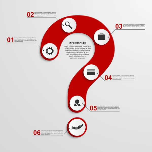 Infographie abstraite sous forme de point d'interrogation. Éléments de conception . — Image vectorielle