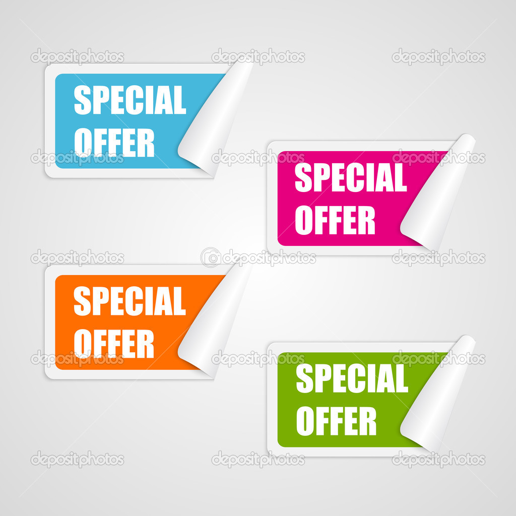 Set colorful square special offer stickers. Vector illustration