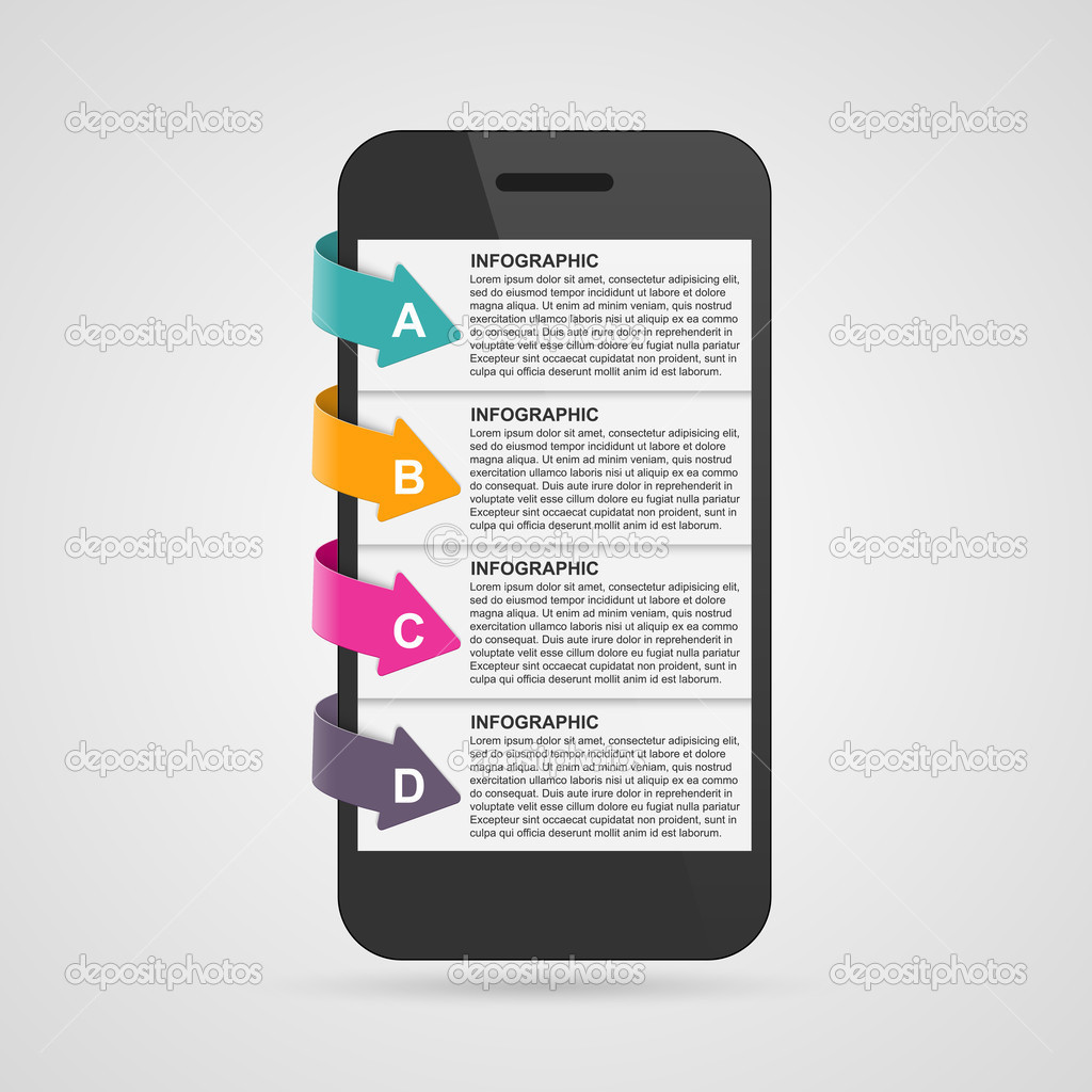 Modern design creative infographic with mobile phone. Vector illustration.