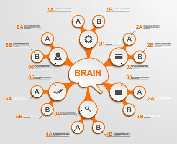 Abstracte infographic als metabole vormen in het centrum van de hersenen. ontwerpelementen. — Stockvector