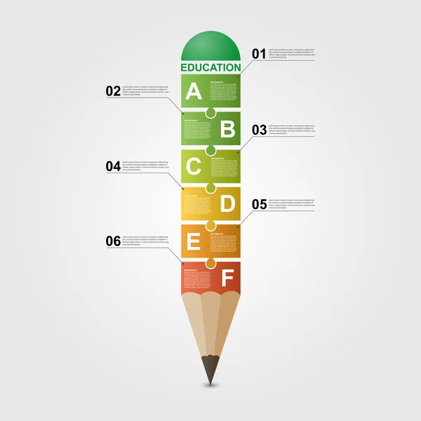 Eğitim kalem Infographic tasarım şablonu. Telifsiz Stok Vektörler