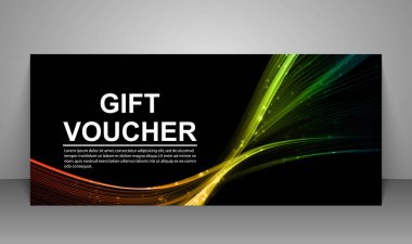 Hediye çeki şablonu. Soyut fütüristik dalga arka plan