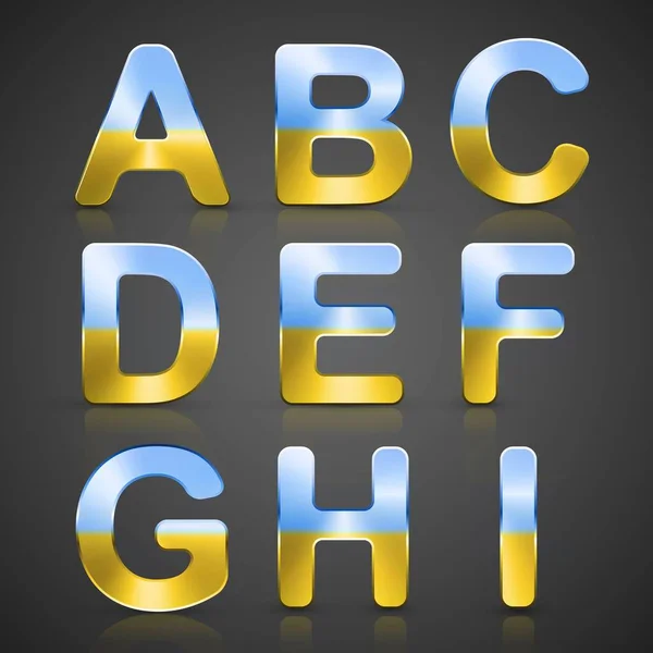 Alphabet Anglais Aux Couleurs Drapeau Ukrainien Couleurs Jaune Bleu — Image vectorielle