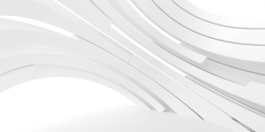 Çember çizgileri olan soyut beyaz zemin, mimari duvar kağıdı. 3d oluşturma.