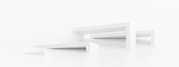 Abstract White Geometric Background Futuristic Modern Building Design Rendering — Fotografia de Stock