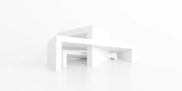 Kivonat Fehér Geometrikus Háttér Futurisztikus Modern Épület Design Renderelés — Stock Fotó