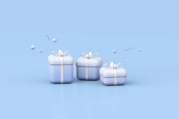 蓝色背景礼品盒的3D渲染 — 图库照片