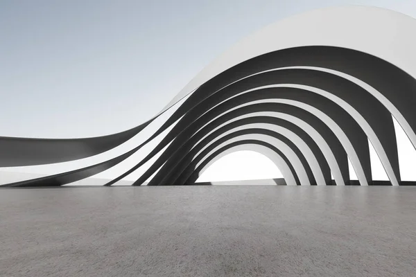 Καθιστούν Φουτουριστικό Τσιμεντένια Αρχιτεκτονική Χώρο Στάθμευσης Αυτοκινήτων Άδειο Τσιμεντένιο Δάπεδο — Φωτογραφία Αρχείου