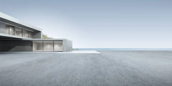 Beton zemin ve araba reklamlarıyla mimari arka planının 3D görüntüsü.