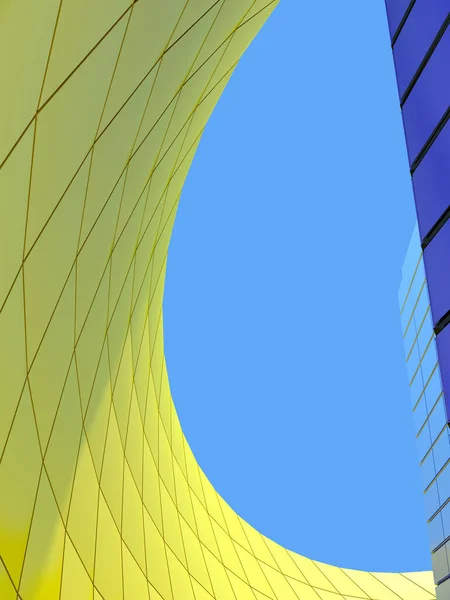 Perspectief Van Moderne Architectuur Architectonische Details Futuristisch Kleurrijk Gebouw Weergave — Stockfoto