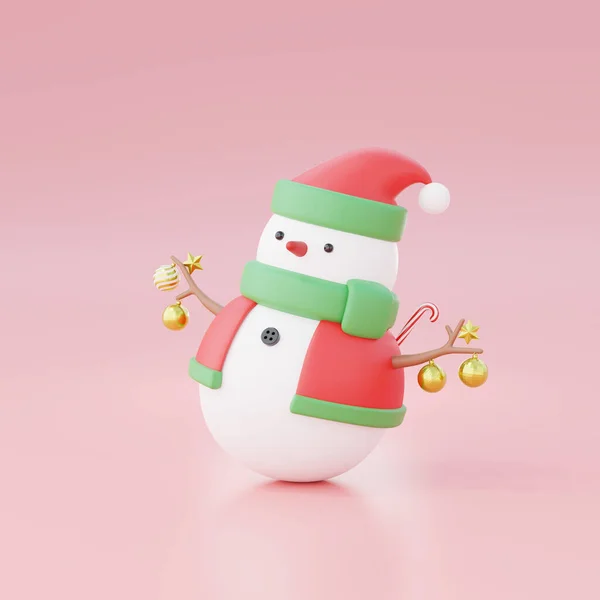 Renderização Boneco Neve Com Bola Decoração Conceito Natal — Fotografia de Stock