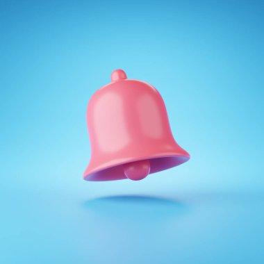 3d render of minimal notification bell on pastel background.