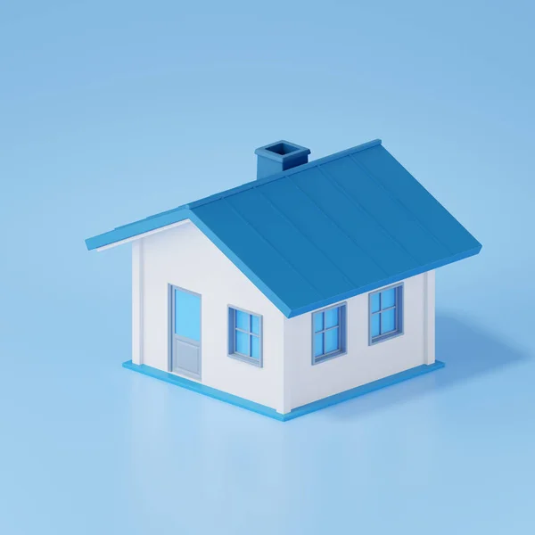 Render House Blue Background — Zdjęcie stockowe