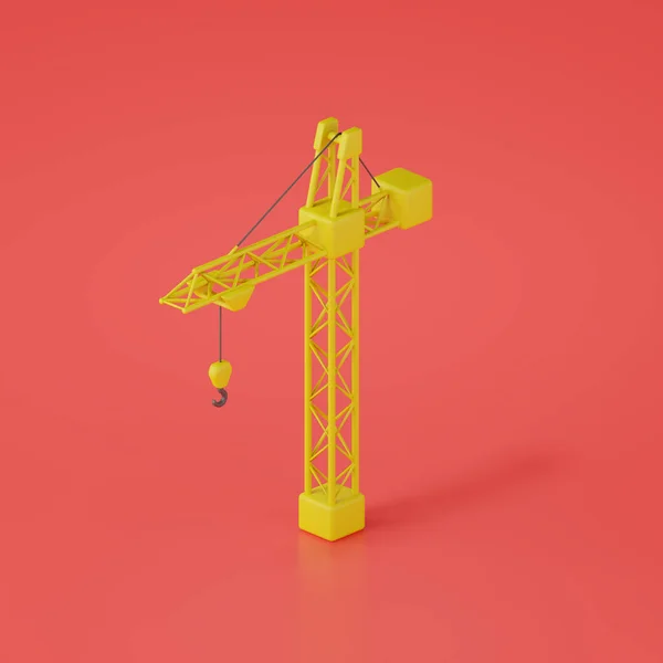 Render Tower Crane Red Background — Foto Stock