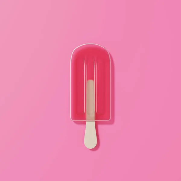 Візуалізація Червоного Морозива Рожевому Фоні — стокове фото