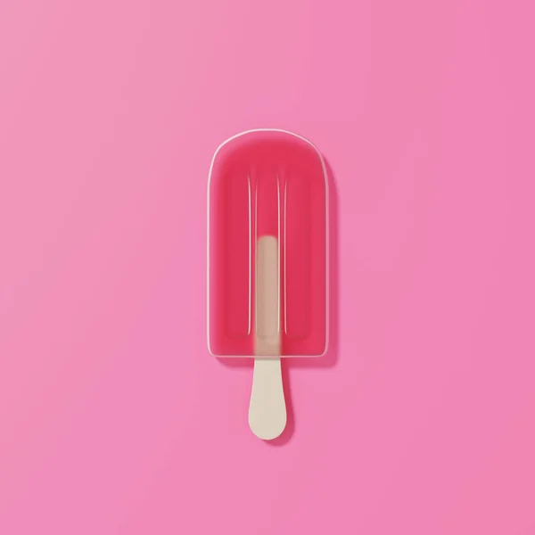 Renderizado Helado Rojo Sobre Fondo Rosa — Foto de Stock