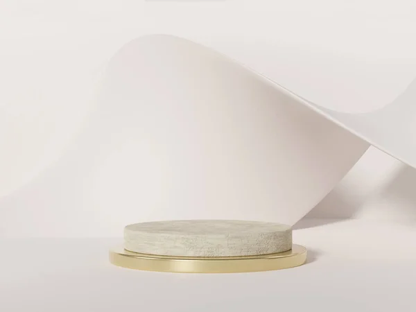 Illustration Pedestal Podium White Abstract Dynamic Background Showcase Beauty Cosmetics — Stock Photo, Image