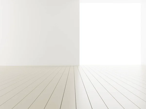 Renderização Sala Vazia Branca Piso Madeira Contemporâneo Fundo Interior — Fotografia de Stock