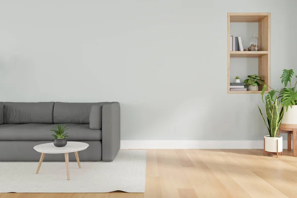 Rendering Sofa Dan Interior Tanaman Ruang Kontemporer — Stok Foto
