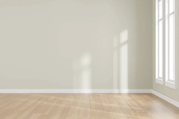 Rendering White Empty Room Wooden Floor Contemporary Interior Background — Stock Photo, Image