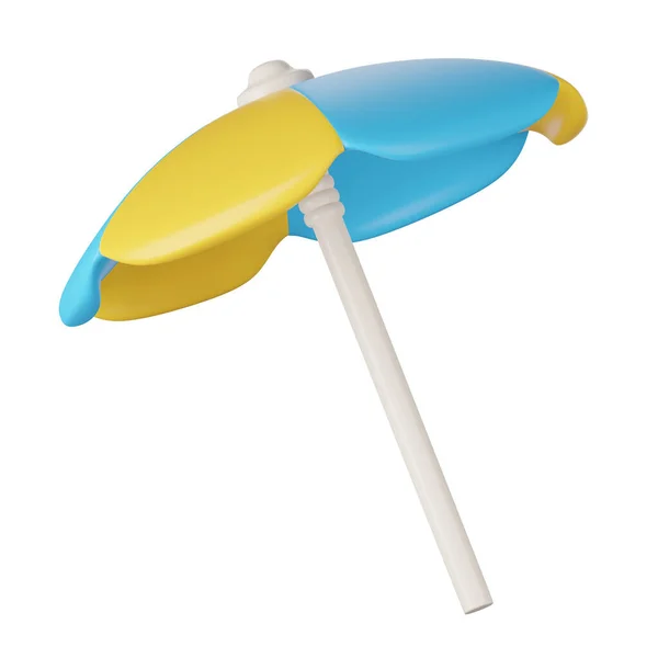 Vykreslení Plážového Deštníku Bílém Cesta Oříznutí — Stock fotografie